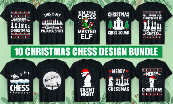 Christmas Chess T-Shirt Design Bundle: Graphics & Print Templates