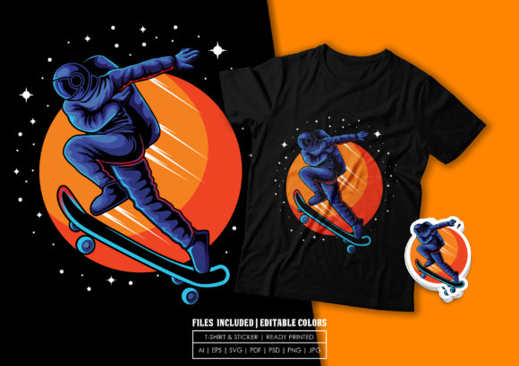 T-shirt Design - Astroskate Running: Graphics & Print Templates