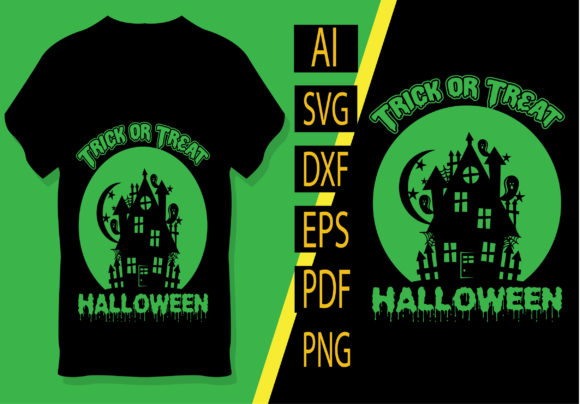 Trick or Treat Halloween T Shirt Design: Graphics and Print Templates